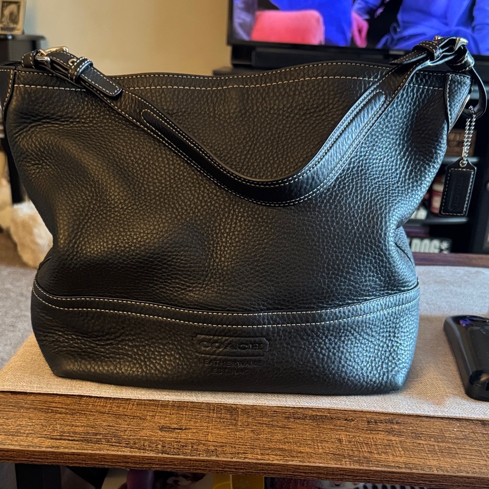 Coach Black Pebbled Leather Hobo Bag